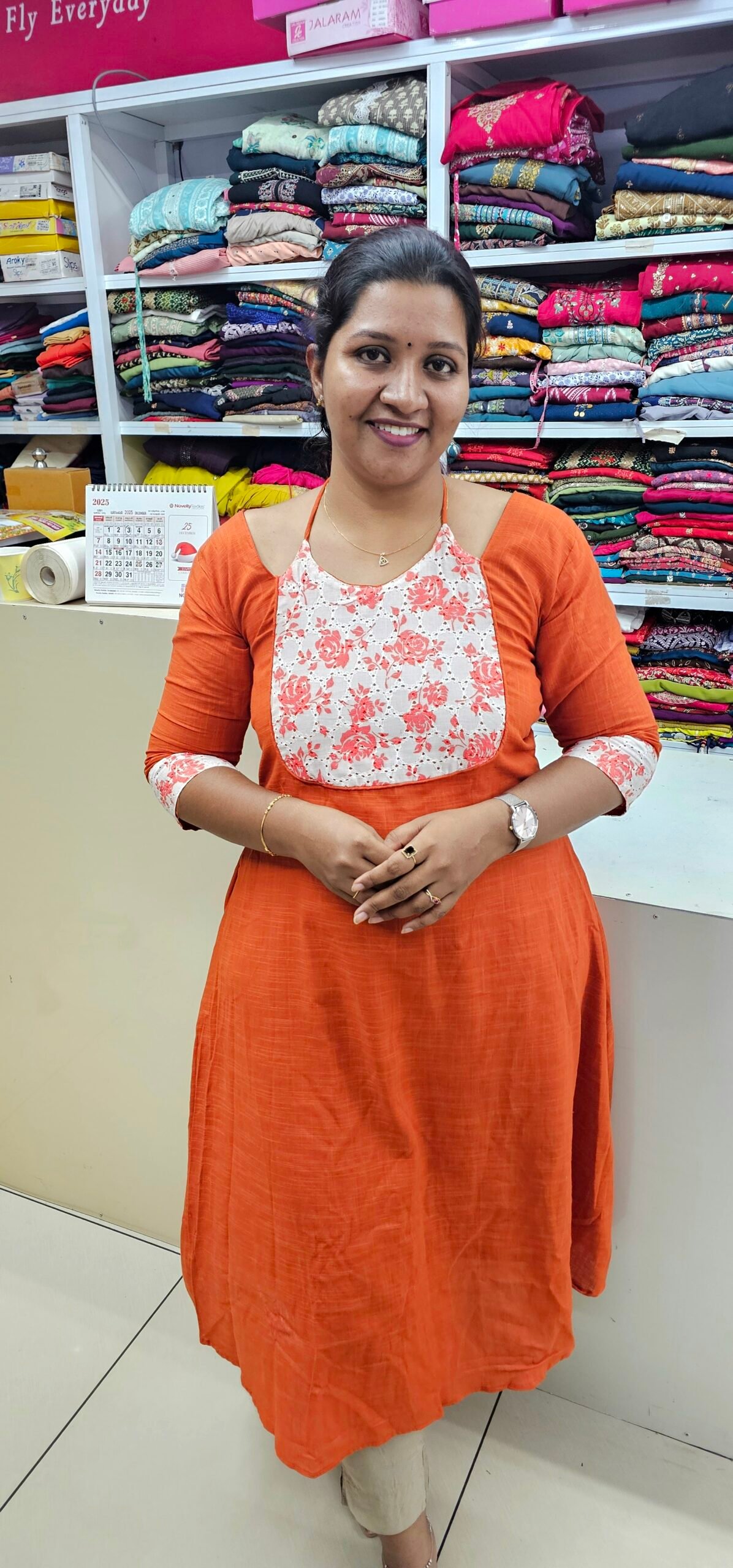 1001507471 'Hazel' Rust Orange Slub Cotton Aline Top with Back tie Halter Neck - Image 1