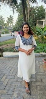 ‘Hima’ Off White Georgette Mashru Yoke Kurti – Jhanvi Fashions