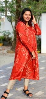 'Aira' Cotton Pleated Dress with Full Sleeves - Image 2