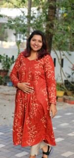 'Aira' Cotton Pleated Dress with Full Sleeves - Image 3