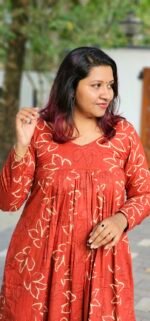 'Aira' Cotton Pleated Dress with Full Sleeves