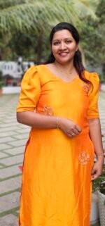 Aura Saffron Vichitra Silk ethnic Kurti - Image 2