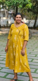 Gudiya Doll Print Yellow Cotton Kurti