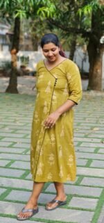 Gudiya Doll Print Olive  Cotton Kurti