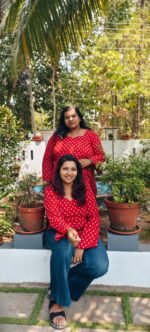 Mithra Red Pure Cotton Short Kurti with Bell Sleeves