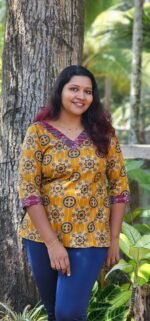 Miya Mustard Yellow Cotton Printed Short Kurti - Image 2