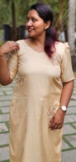 Aura Cream Vichitra Silk ethnic Kurti - Image 2